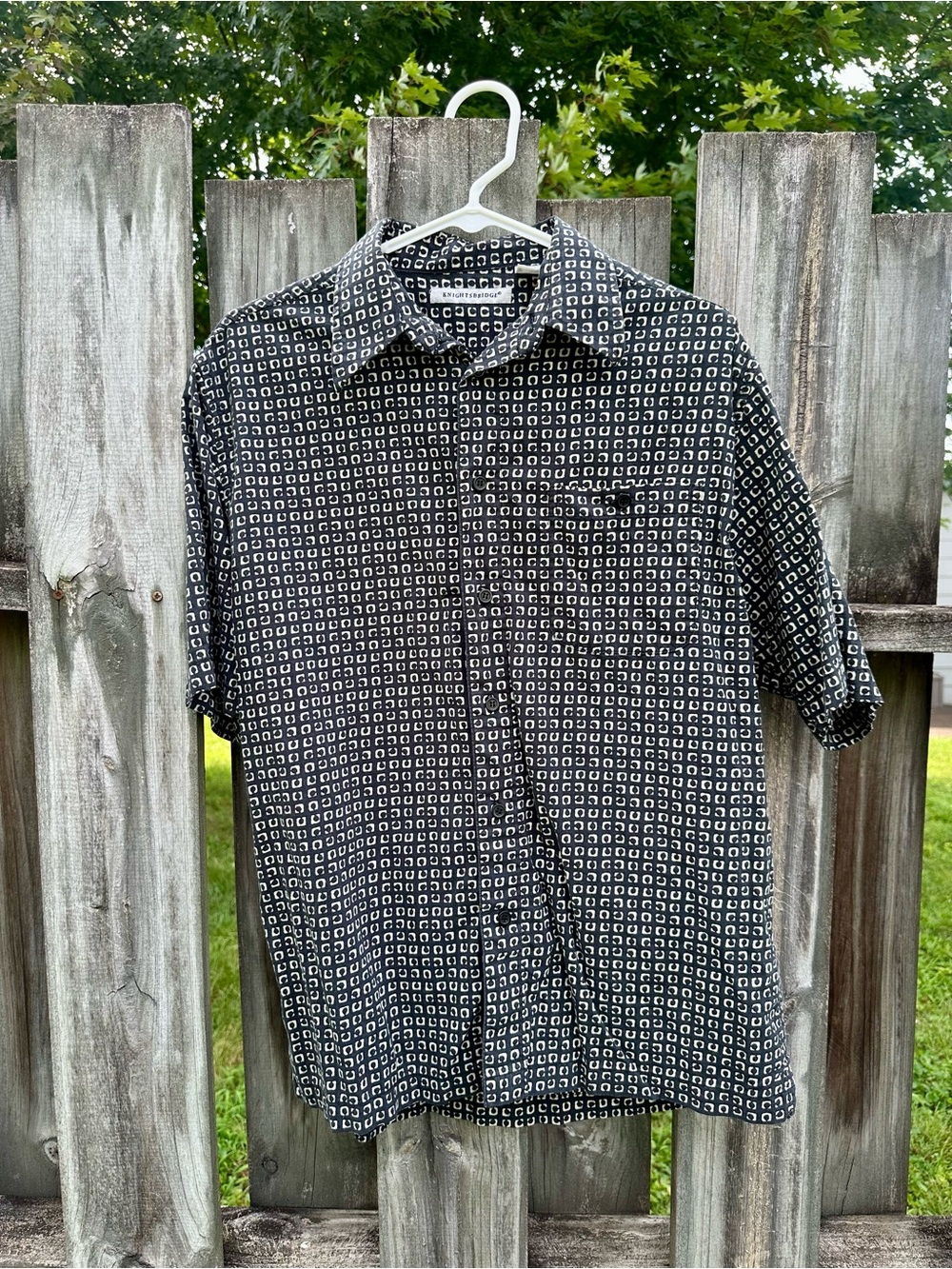 Knightsbridge Black & White Geometric Short-Sleeve Button-Down Shirt